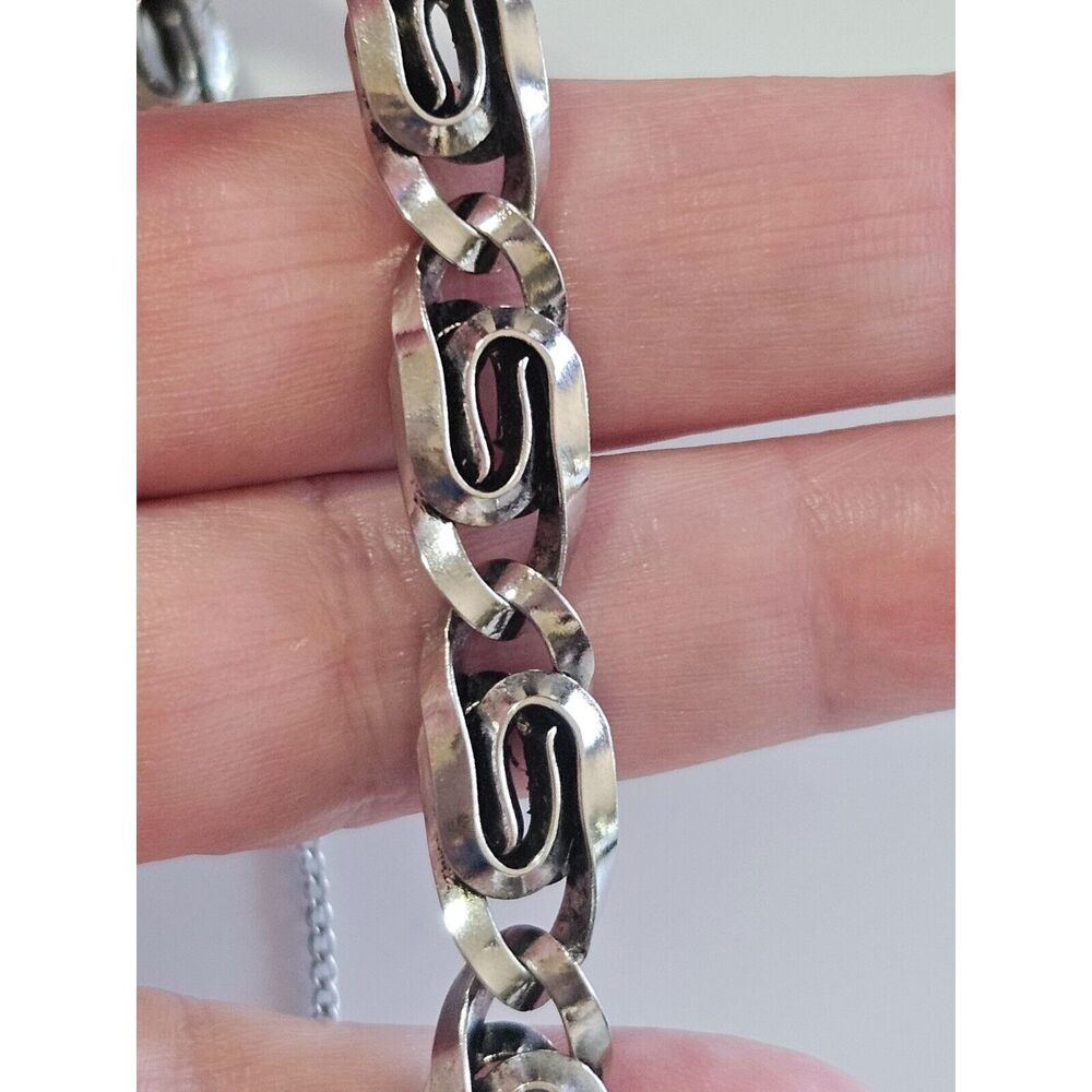 Goldette NY vintage silver tone chunky bracelet 6.75"